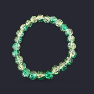 Lemon Green Crackle Glass Bead Bracelet